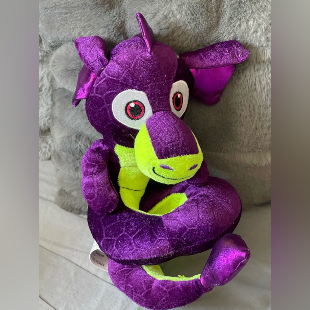 Classic Toy Co. Purple and Bright Yellow Green Dragon Snake Serpant Plush